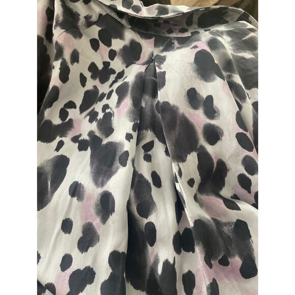 Anthropologie Cloth & Stone Sz L Animal Print Button Front Ecovero Blouse Gray - Picture 6 of 8